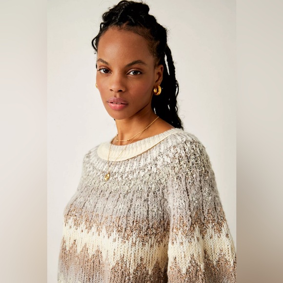 NEW Free people Home For The Holidays Sweater in neutral - Picture 3 of 12